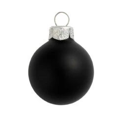 6ct Black Matte Glass Christmas Ball Ornaments 4" (100mm)