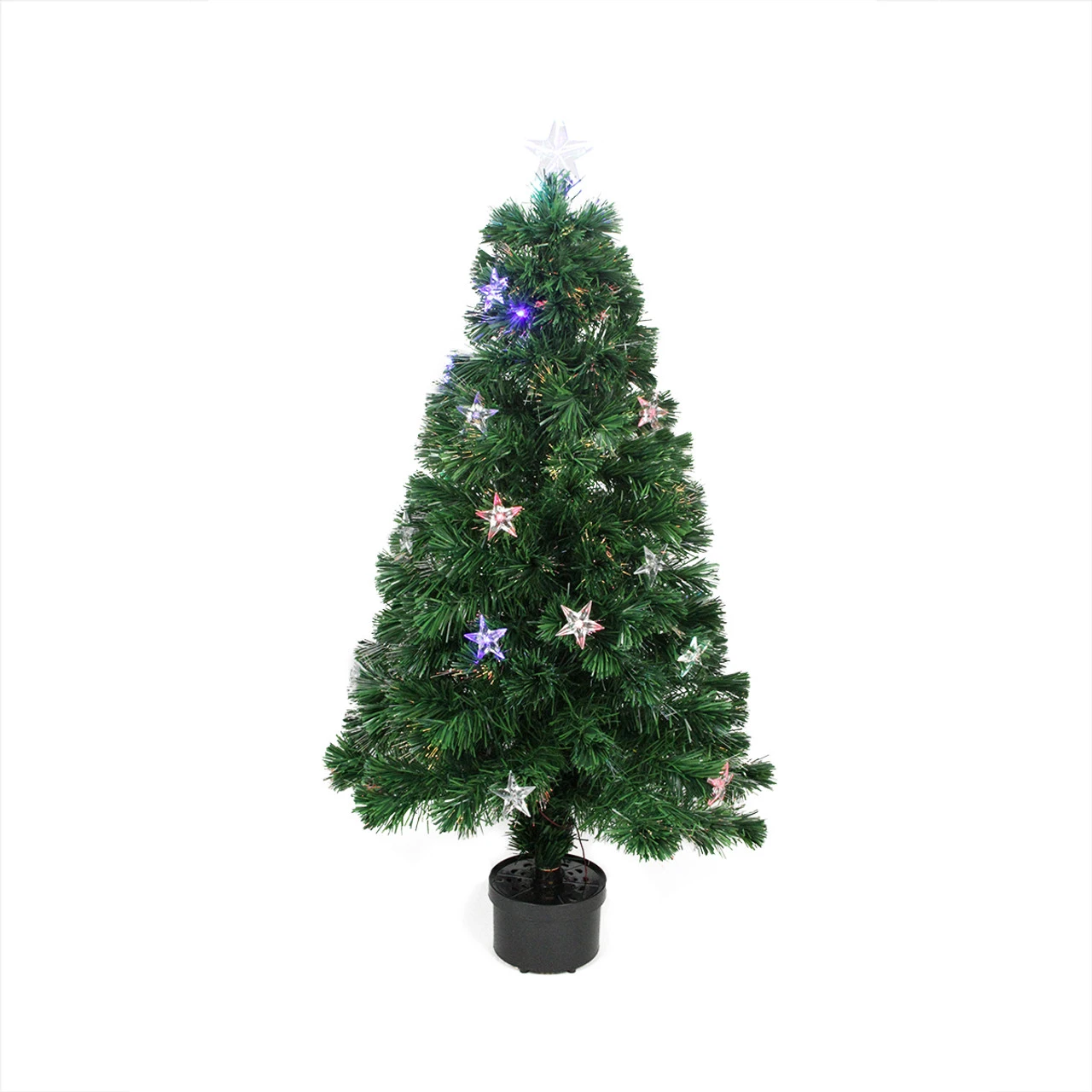 4' Pre-Lit LED Fiber Optic Artificial Christmas Tree With Stars - Multi Color Lights 3 4' Pre-Lit LED Fiber Optic Artificial Christmas Tree With Stars - Multi Color Lights