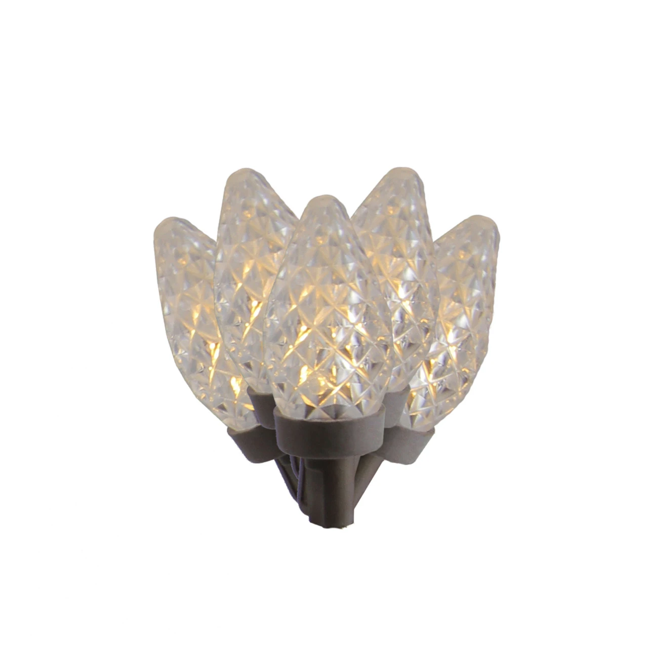 100 Warm White LED C7 Faceted Candlelight Christmas Lights - 33 Ft Brown Wire 3 100 Warm White LED C7 Faceted Candlelight Christmas Lights - 33 Ft Brown Wire