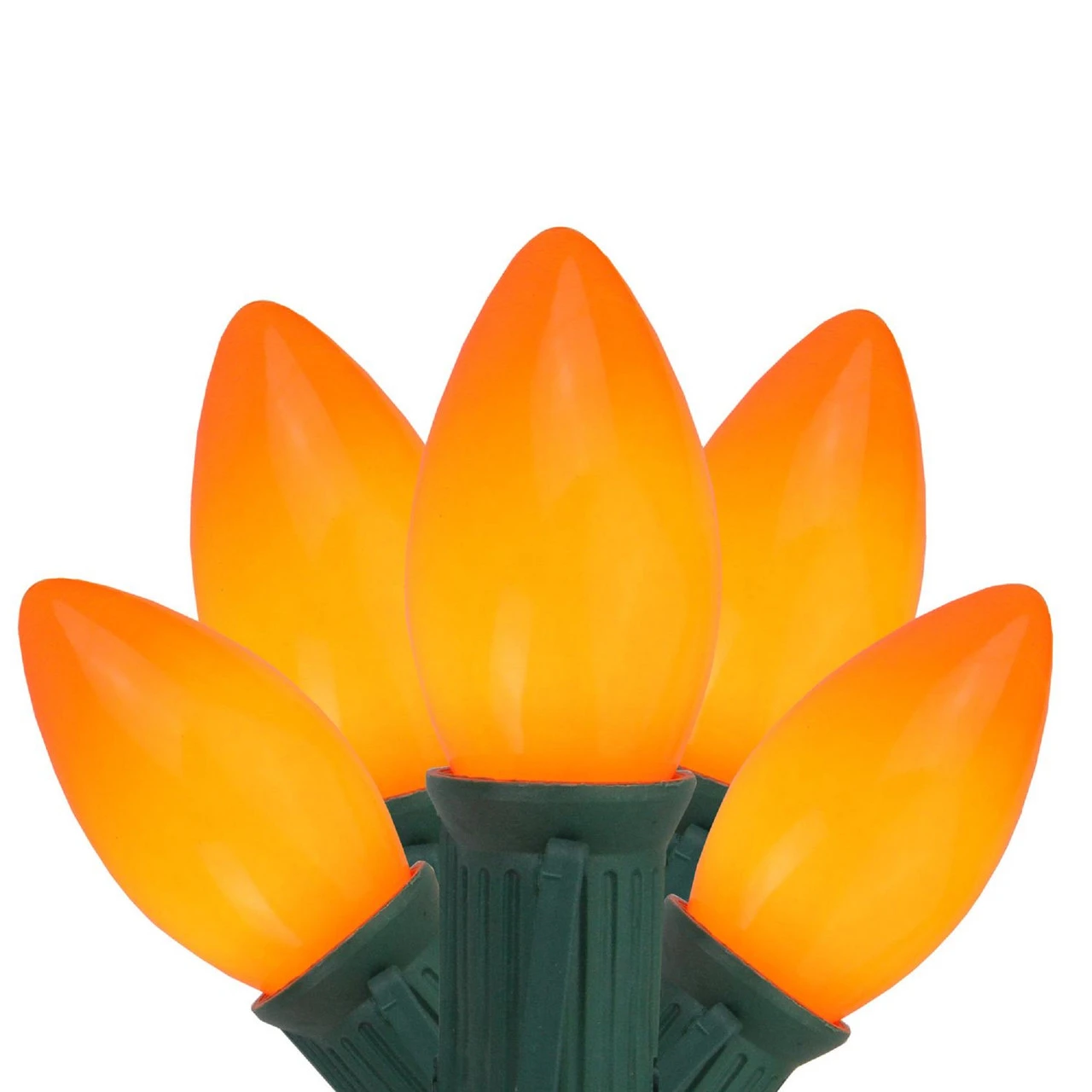 25-Count Orange Opaque C9 Christmas Light Set, 25ft Green Wire 3 25-Count Orange Opaque C9 Christmas Light Set, 25ft Green Wire