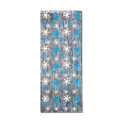 Pack Of 6 Christmas Snowflake Gleam 'N Silver Fringed Curtain 8'