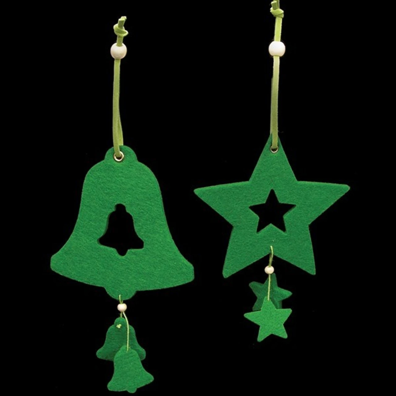 Club Pack Of 18 Brilliant Green Color Bell And Star Felt Ornaments 3 Club Pack Of 18 Brilliant Green Color Bell And Star Felt Ornaments