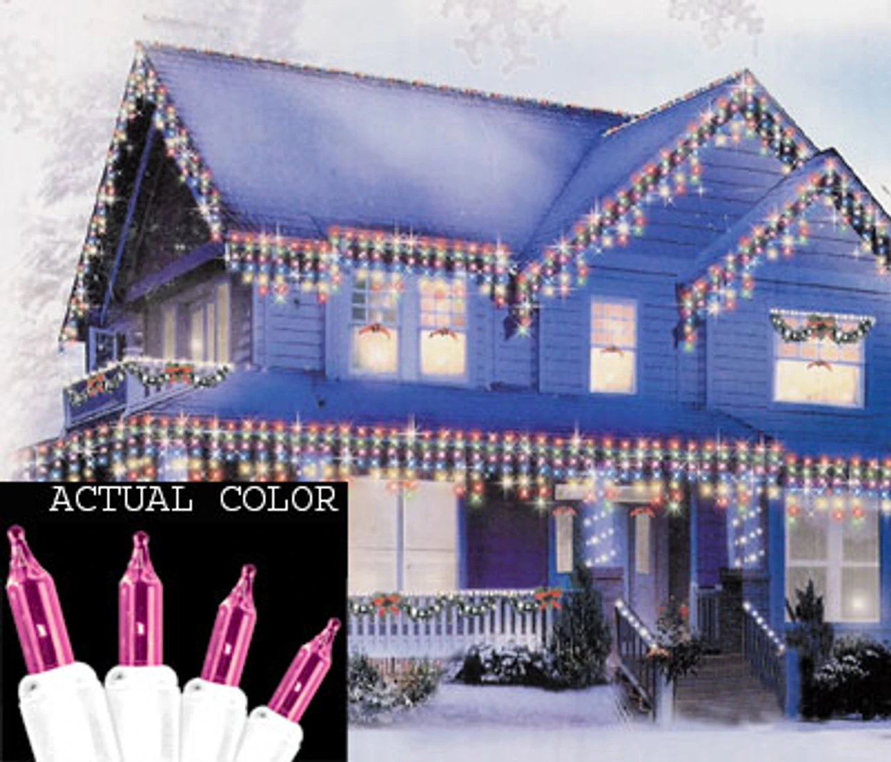 100-Count Pink Mini Icicle Christmas Lights, 4.6ft White Wire 4 100-Count Pink Mini Icicle Christmas Lights, 4.6ft White Wire - Image 2