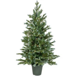 4' Potted Blue Spruce Artificial Christmas Tree, Clear Lights