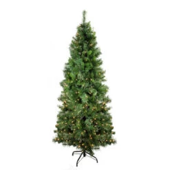 7.5 Ft Pre-Lit Medium Mixed Cashmere Pine Artificial Christmas Tree, Clear Lights