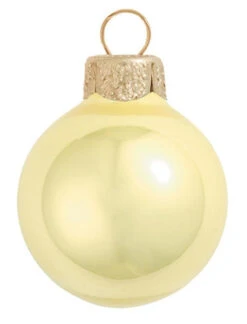 40ct Soft Yellow And Gold Shiny Pearl Glass Christmas Ball Ornaments 1.5" (40mm)