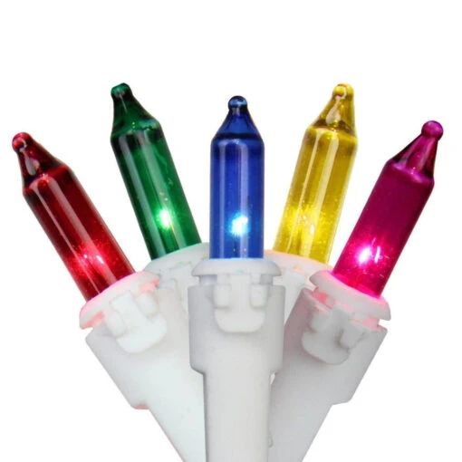 100-Count Multi-Color Mini Christmas Light Set, 49.6ft White Wire