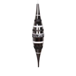 22" Black And White Diva Safari Zebra Stripes Finial Shatterproof Drop Christmas Ornament