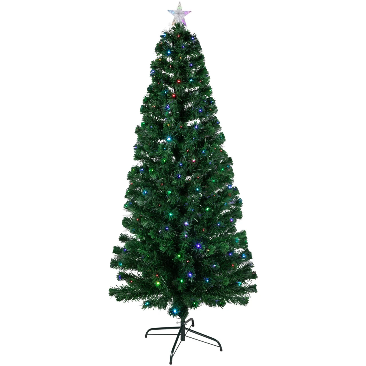 6' Pre-Lit LED Fiber Optic Color Changing Christmas Tree With Star Tree Topper 3 6' Pre-Lit LED Fiber Optic Color Changing Christmas Tree With Star Tree Topper