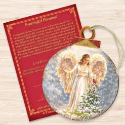 Set Of 2 Angel And Cardinal In A Woodland Wooden Christmas Ornaments 5.5" -Optimal Christmas Shop 8021046 1565 3 52524.1667548835