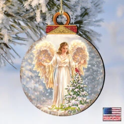 Set Of 2 Angel And Cardinal In A Woodland Wooden Christmas Ornaments 5.5" -Optimal Christmas Shop 8021046 1565 4 07990.1667548835