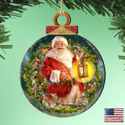 Set Of 2 Enchanted Christmas Santa Claus Wooden Ornaments 5.5" -Optimal Christmas Shop 8021051 1003 2 04143.1667548840