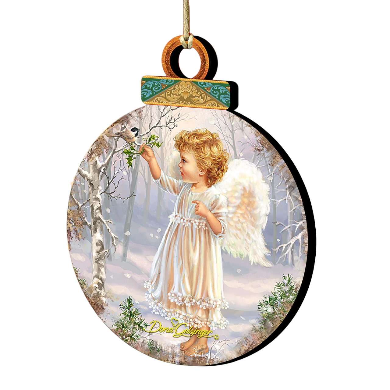 Set Of 2 Angel And Bird In A Woodland Christmas Ornaments 5.5" 3 Set Of 2 Angel And Bird In A Woodland Christmas Ornaments 5.5"