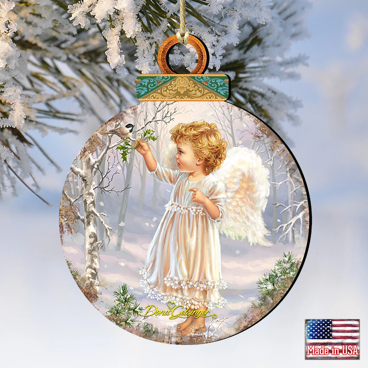 Set Of 2 Angel And Bird In A Woodland Christmas Ornaments 5.5" 6 Set Of 2 Angel And Bird In A Woodland Christmas Ornaments 5.5" - Image 4