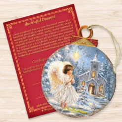 Set Of 2 Angel At The Chapel Round Wooden Christmas Ornaments 5.5" 8 Set Of 2 Angel At The Chapel Round Wooden Christmas Ornaments 5.5" -Optimal Christmas Shop 8021121 1606 3 18345.1667548850