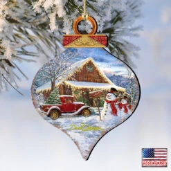 Set Of 2 Christmas Country Store Wooden Ornaments 5.5" 9 Set Of 2 Christmas Country Store Wooden Ornaments 5.5" -Optimal Christmas Shop 8031022 1607 4 10529.1667548818