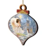 Set Of 2 Angel At The Chapel Onion Shaped Wooden Christmas Ornaments 5.5" -Optimal Christmas Shop 8031121 1606 1 84515.1667548767