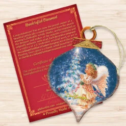 Set Of 2 Angel Wish Onion Shaped Wooden Christmas Ornaments 5.5" -Optimal Christmas Shop 8031152 0703 3 34941.1667548778