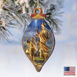 Set Of 2 Watching Shepherds Finial Teardrop Shaped Wooden Christmas Ornaments 5.5" -Optimal Christmas Shop 8041025 1838 4 79250.1667548784