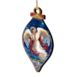 Set Of 2 LovelyAngel Wooden Christmas Ornaments 5.5"