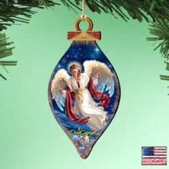 Set Of 2 LovelyAngel Wooden Christmas Ornaments 5.5" -Optimal Christmas Shop 8041118 1208 2 35070.1667548789