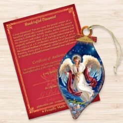 Set Of 2 LovelyAngel Wooden Christmas Ornaments 5.5" -Optimal Christmas Shop 8041118 1208 3 35969.1667548790