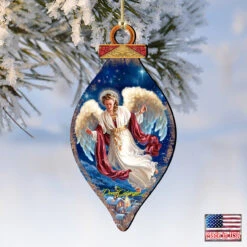 Set Of 2 LovelyAngel Wooden Christmas Ornaments 5.5" -Optimal Christmas Shop 8041118 1208 4 90940.1667548790