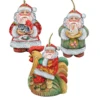Set Of 3 Santa Claus Pets Wooden Christmas Ornaments 5.5" -Optimal Christmas Shop 8100008s3 1 13921.1667549760