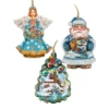 Set Of 3 Coastal Santa Christmas Tree And Angel Wooden Ornaments 5.5" -Optimal Christmas Shop 8100036s3 1 19802.1667549624