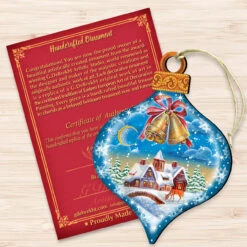 Set Of 2 Winter House Onion Shaped Wooden Christmas Ornaments 5.5" 8 Set Of 2 Winter House Onion Shaped Wooden Christmas Ornaments 5.5" -Optimal Christmas Shop 8112182 3 09491.1667549791