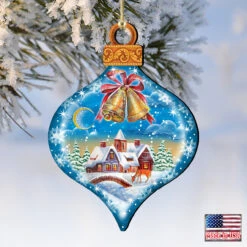 Set Of 2 Winter House Onion Shaped Wooden Christmas Ornaments 5.5" 9 Set Of 2 Winter House Onion Shaped Wooden Christmas Ornaments 5.5" -Optimal Christmas Shop 8112182 4 45290.1667549792