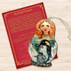 Set Of 2 Matreshka Doll With A Penguin Wooden Christmas Ornaments 5.5" -Optimal Christmas Shop 8113811 3 02866.1667549761