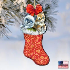 Set Of 2 Kitty Cats Christmas Stocking Wood Ornaments 5.5" 9 Set Of 2 Kitty Cats Christmas Stocking Wood Ornaments 5.5" -Optimal Christmas Shop 8114021 4 04283.1667549766