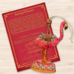Set Of 2 Carousel Flamingo WoodenChristmas Ornaments 5.5" -Optimal Christmas Shop 8114035 3 57053.1667549771