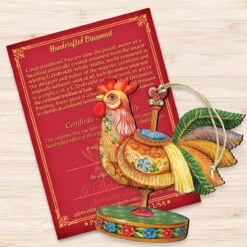 Set Of 2 Rooster Carousel Wooden Christmas Ornaments 5.5" -Optimal Christmas Shop 8114038 3 74801.1667549776