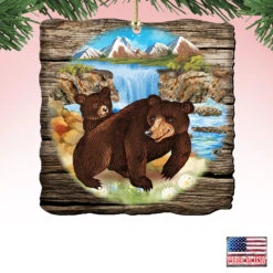 Set Of 2 Adorable Bears In A Cabin Wooden Christmas Ornaments 5.5" -Optimal Christmas Shop 8114081 4 01859.1667549799
