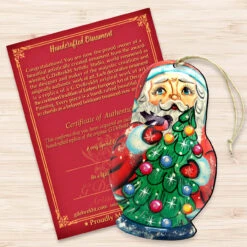 Set Of 2 Santa Matreshka Doll Christmas Tree Wooden Ornaments -Optimal Christmas Shop 8115060 3 12894.1667549822