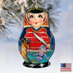 Set Of 2 Matreshka Doll Nutcracker Soldier Wooden Christmas Ornaments 5.5" -Optimal Christmas Shop 8115151 4 88412.1667549827