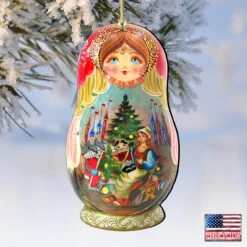 Set Of 2 Matreshka Doll Nutcracker Tale Wooden Christmas Ornaments 5.5" -Optimal Christmas Shop 8115762 4 62014.1667549832