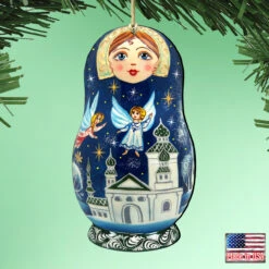 Set Of 2 Matreshka Doll With Flying Angels Wooden Christmas Ornaments 5.5" 7 Set Of 2 Matreshka Doll With Flying Angels Wooden Christmas Ornaments 5.5" -Optimal Christmas Shop 8115941 2 42610.1667549838