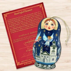 Set Of 2 Matreshka Doll With Flying Angels Wooden Christmas Ornaments 5.5" 8 Set Of 2 Matreshka Doll With Flying Angels Wooden Christmas Ornaments 5.5" -Optimal Christmas Shop 8115941 3 92016.1667549838