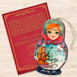 Set Of 2 Matreshka Doll Santa Bunny Wooden Christmas Ornaments 5.5" -Optimal Christmas Shop 8115951 3 24958.1667549843