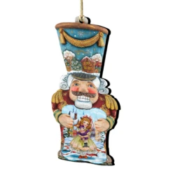 Set Of 2 Christmas Nutcracker Wooden Ornaments 5.5"
