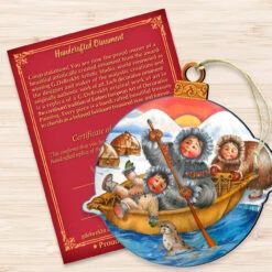 Set Of 2 Ride The Waves To North Pole Santa Wooden Christmas Ornaments 5.5" -Optimal Christmas Shop 8117418 3 95881.1667549859