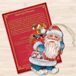 Set Of 2 Santa Claus Is Coming To Town Wooden Christmas Ornaments 5.5" -Optimal Christmas Shop 8117663 3 69210.1667549867