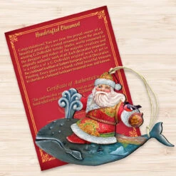 Set Of 2 Santa Ride Whale Coastal Wooden Christmas Ornaments 5.5" 8 Set Of 2 Santa Ride Whale Coastal Wooden Christmas Ornaments 5.5" -Optimal Christmas Shop 8117827 3 64787.1667549875