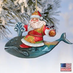 Set Of 2 Santa Ride Whale Coastal Wooden Christmas Ornaments 5.5" 9 Set Of 2 Santa Ride Whale Coastal Wooden Christmas Ornaments 5.5" -Optimal Christmas Shop 8117827 4 45700.1667549875