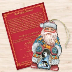 Set Of 2 Santa Claus Penguin Wooden Christmas Ornaments 5.5" -Optimal Christmas Shop 8118051 3 99067.1667549883