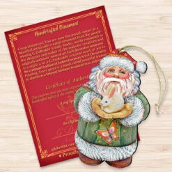 Set Of 2 Santa Adorable Bunny Wooden Christmas Ornaments 5.5" 8 Set Of 2 Santa Adorable Bunny Wooden Christmas Ornaments 5.5" -Optimal Christmas Shop 8118085 3 94084.1667549886