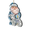 Set Of 2 Winter Santa White Tiger Wooden Christmas Ornaments 5.5" -Optimal Christmas Shop 8118091 1 26554.1667549892